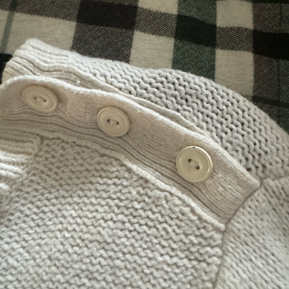Vintage Talbots Cotton Blend Grandma Cottage Embroidered Cream Sweater - Picture 4 of 7